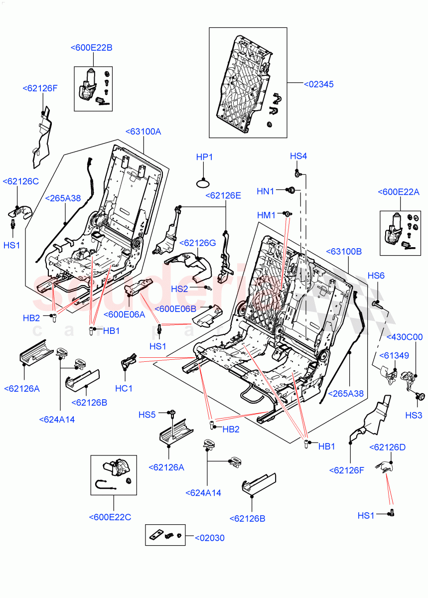 Rear Seat Base(Solihull Plant Build)(Version - Core,60/40 Load Through With Slide)((V)FROMHA000001) of Land Rover Land Rover Discovery 5 (2017+) [3.0 Diesel 24V DOHC TC]