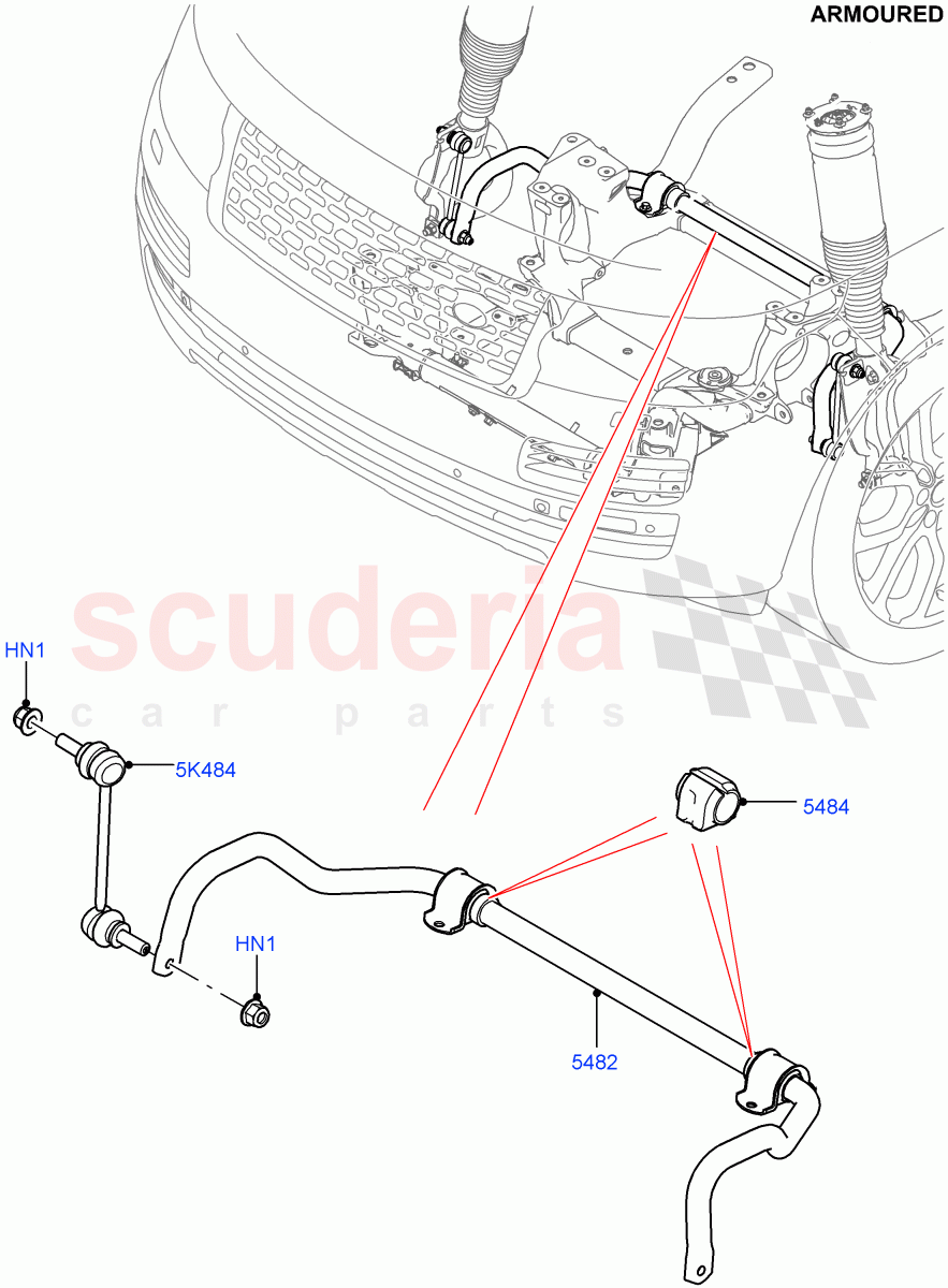 Front Cross Member & Stabilizer Bar(Armoured)((V)FROMEA000001) of Land Rover Land Rover Range Rover (2012-2021) [3.0 DOHC GDI SC V6 Petrol]