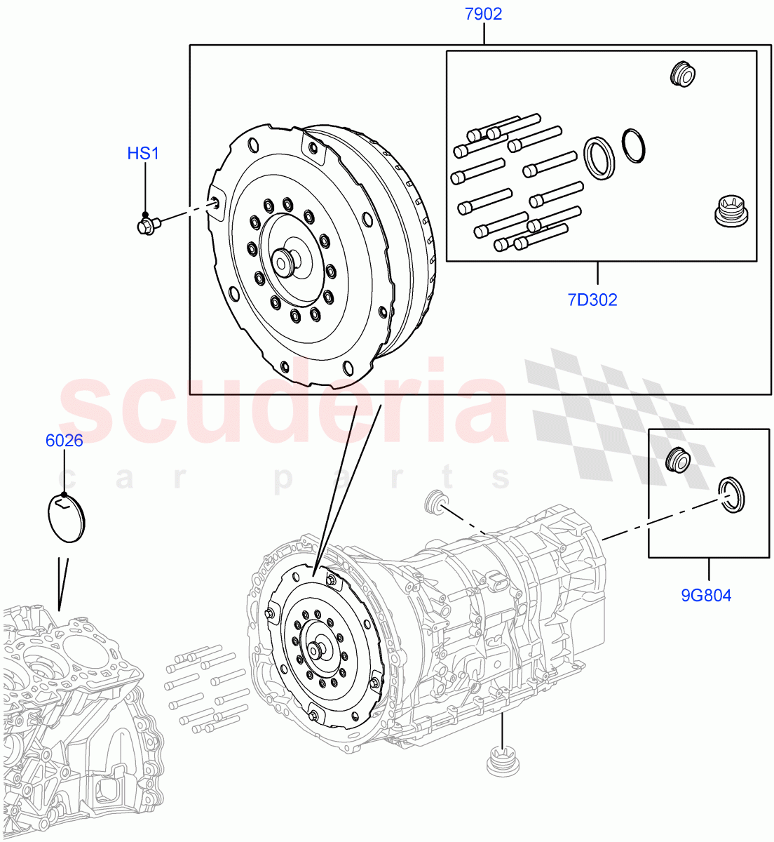 Converter (Solihull Plant Build) (3.0 V6 Diesel, 8 Speed Auto Trans ZF 8HP70 4WD) ((V) FROMAA000001) of Land Rover Land Rover Discovery 5 (2017+) [3.0 I6 Turbo Petrol AJ20P6]
