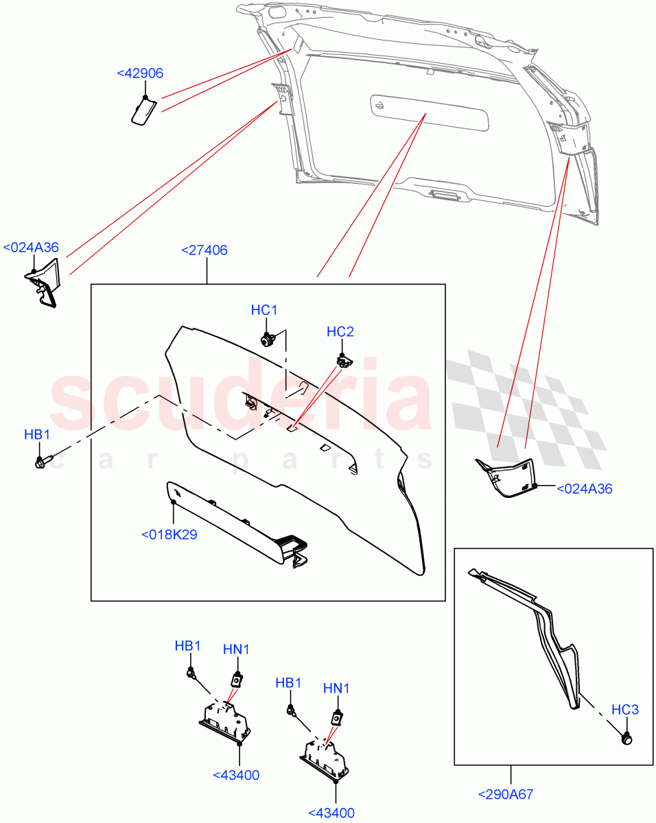 Back Door/Tailgate Trim Panels (Halewood (UK)) of Land Rover Land Rover Range Rover Evoque (2019+) [2.0 Turbo Petrol AJ200P]