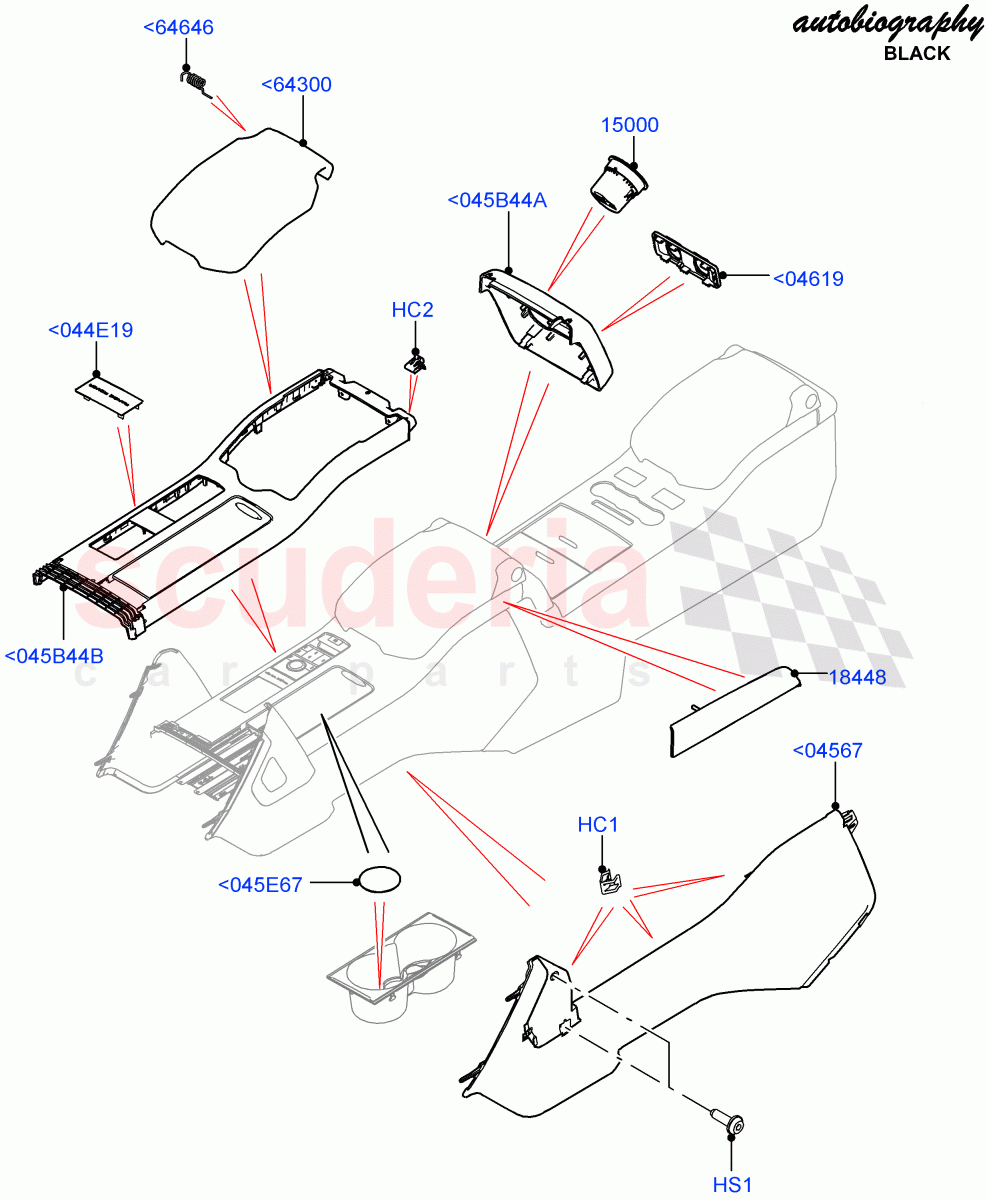 Console - Floor(Front, Autobiography Black / SV Autobiography)(2S AL Leather Diamond,Limited Edition Lux Leather,Perforated Soft Grain Leather)((V)FROMEA000001) of Land Rover Land Rover Range Rover (2012-2021) [3.0 Diesel 24V DOHC TC]