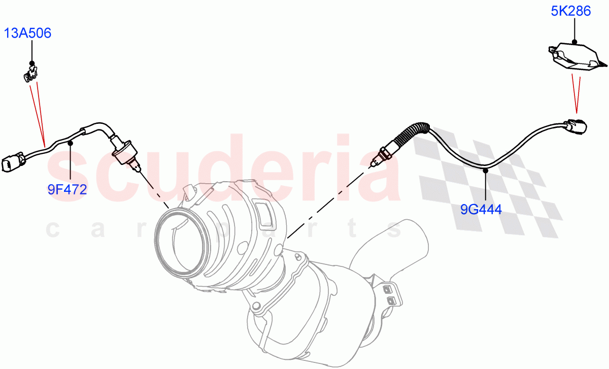 Exhaust Sensors And Modules(3.0L AJ20P6 Petrol High,Stage V European Emissions,EU2,3.0L AJ20P6 Petrol PHEV) of Land Rover Land Rover Range Rover (2022+) [3.0 I6 Turbo Petrol AJ20P6]