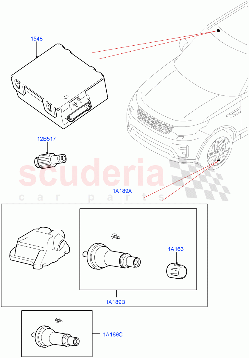 Tyre Pressure Monitor System(Nitra Plant Build)((V)FROMM2450630) of Land Rover Land Rover Discovery 5 (2017+) [2.0 Turbo Petrol AJ200P]