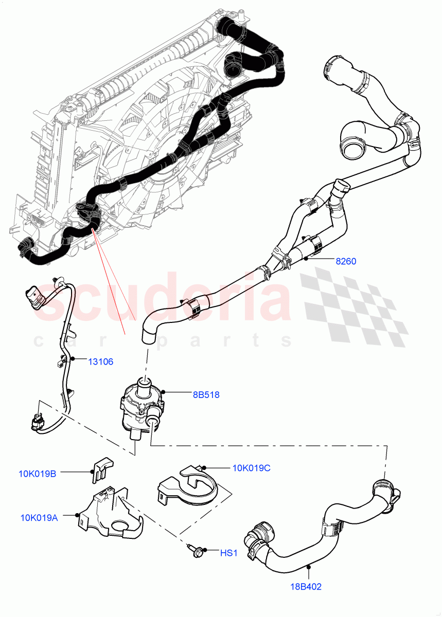 Water Pump (Auxiliary Unit) (3.0L DOHC GDI SC V6 PETROL, Less Engine Cooling System) of Land Rover Land Rover Range Rover Velar (2017+) [3.0 DOHC GDI SC V6 Petrol]