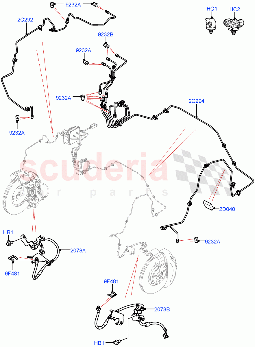 Front Brake Pipes(Nitra Plant Build)(RHD)((V)FROMM2000001) of Land Rover Land Rover Discovery 5 (2017+) [3.0 I6 Turbo Diesel AJ20D6]