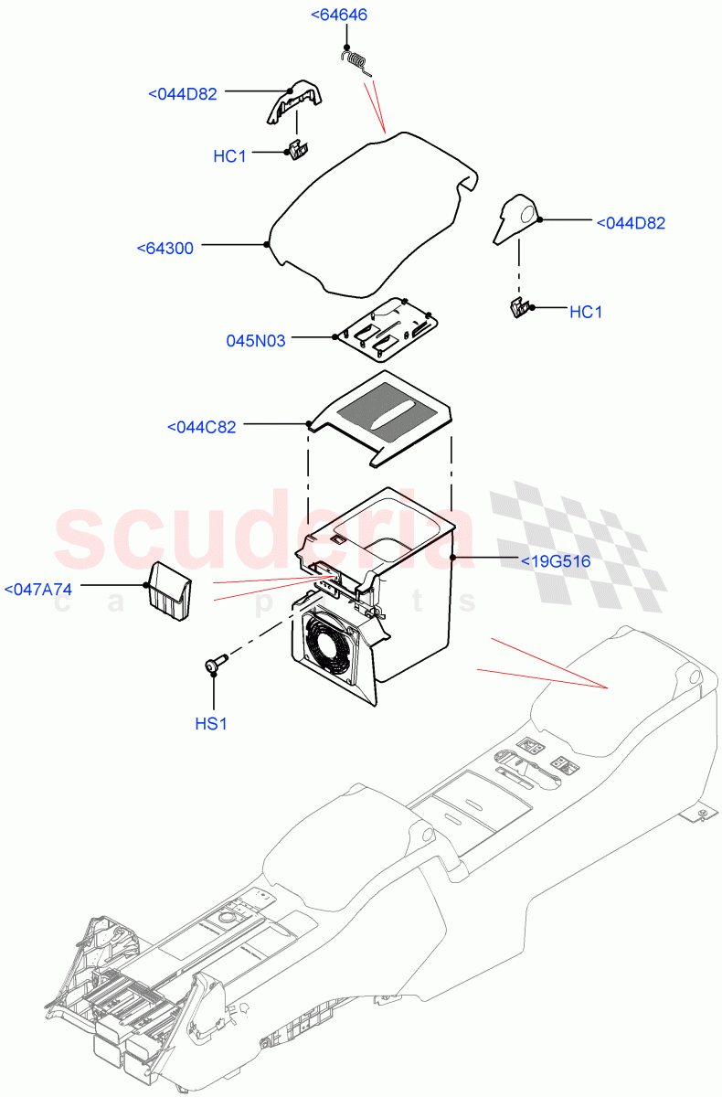 Console - Floor(Rear, For Stowage Boxes And Lids)(With 40/40 Split Individual Rr Seat) of Land Rover Land Rover Range Rover (2012-2021) [3.0 Diesel 24V DOHC TC]