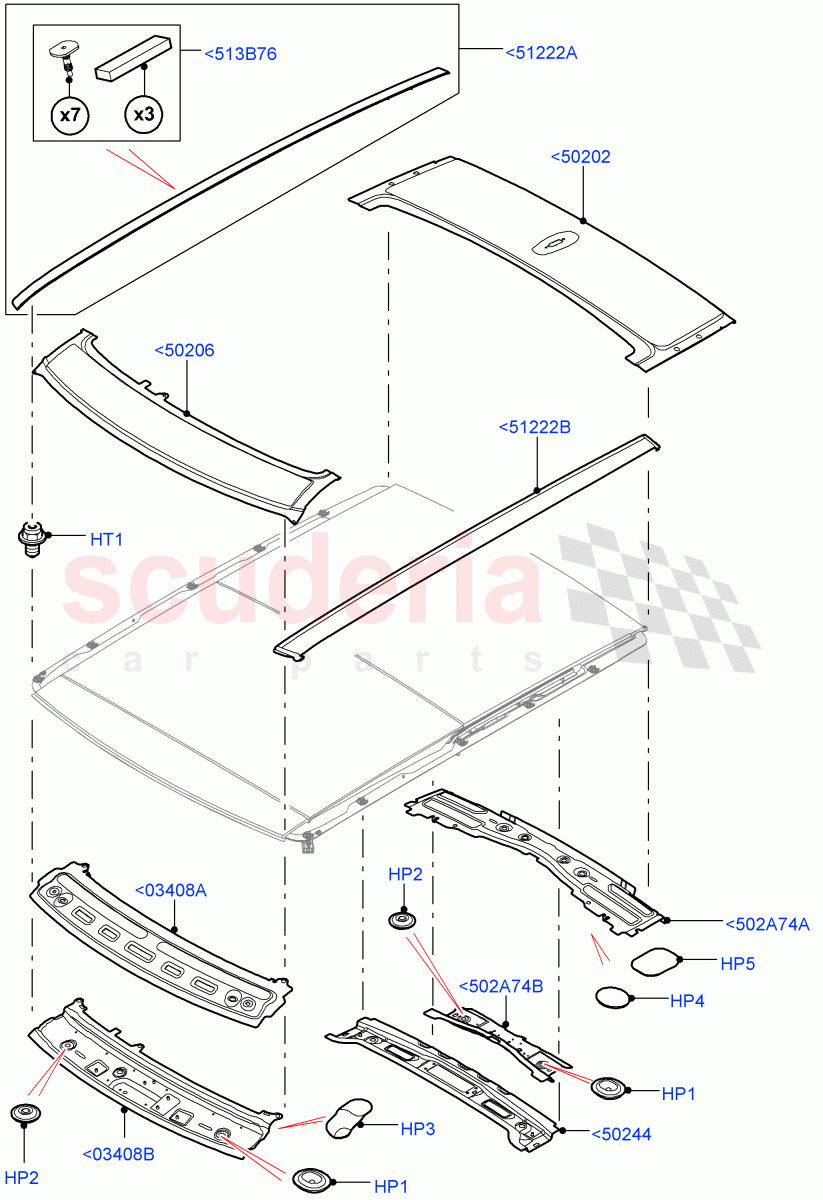 Roof - Sheet Metal(With Roof Conversion-Panorama Power,With Roof Conversion-Panorama Roof) of Land Rover Land Rover Range Rover Sport (2014+) [2.0 Turbo Diesel]