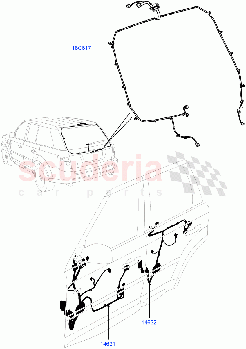 Electrical Wiring - Body And Rear (Front And Rear Doors) ((V) FROMAA000001, (V) TOAA999999) of Land Rover Land Rover Range Rover Sport (2010-2013) [5.0 OHC SGDI SC V8 Petrol]