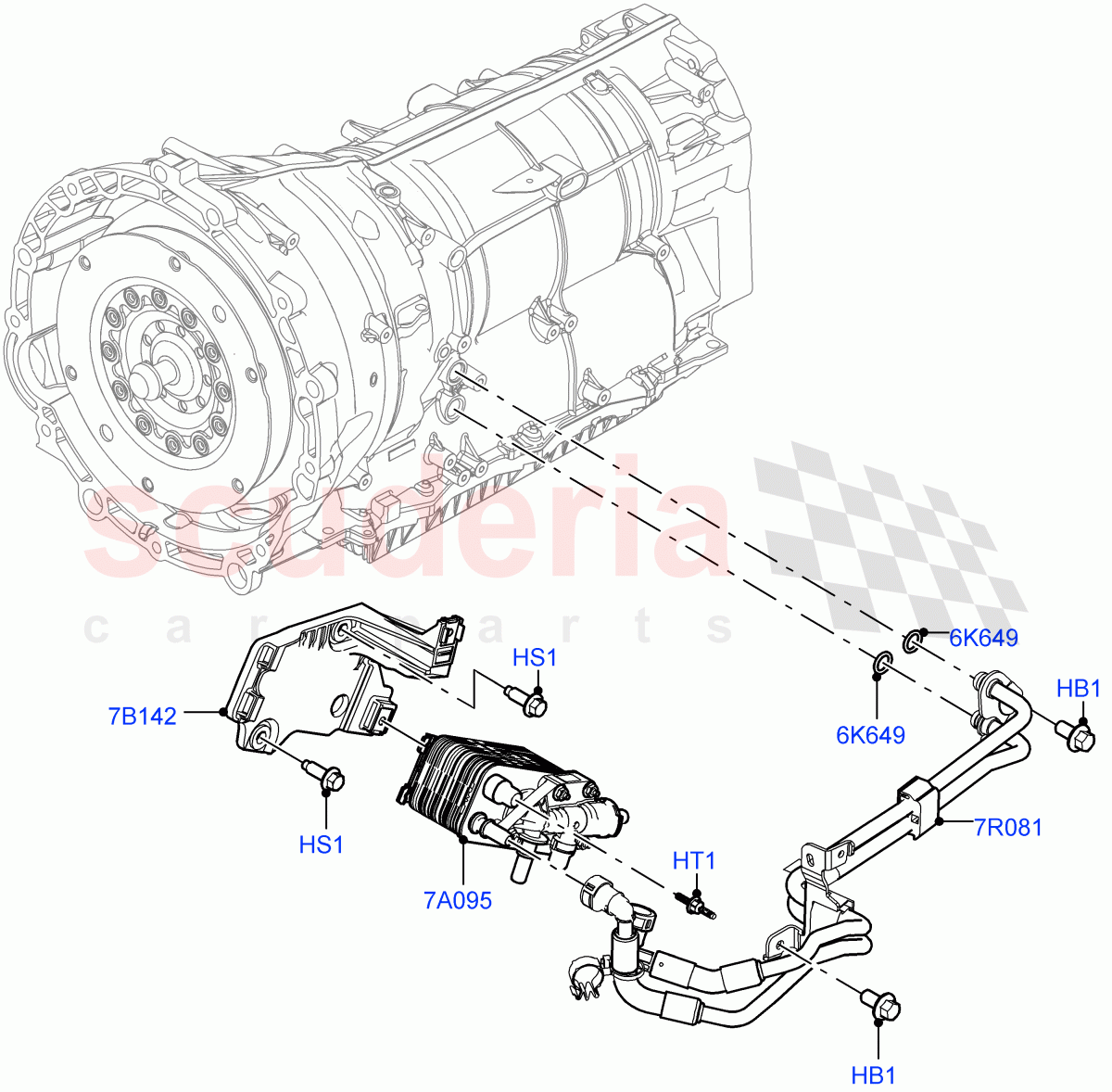 Transmission Cooling Systems (3.0L AJ20D6 Diesel High, 8 Speed Auto Trans ZF 8HP76, 3.0L AJ20P6 Petrol High, 3.0L AJ20P6 Petrol PHEV) of Land Rover Land Rover Range Rover (2022+) [3.0 I6 Turbo Diesel AJ20D6]