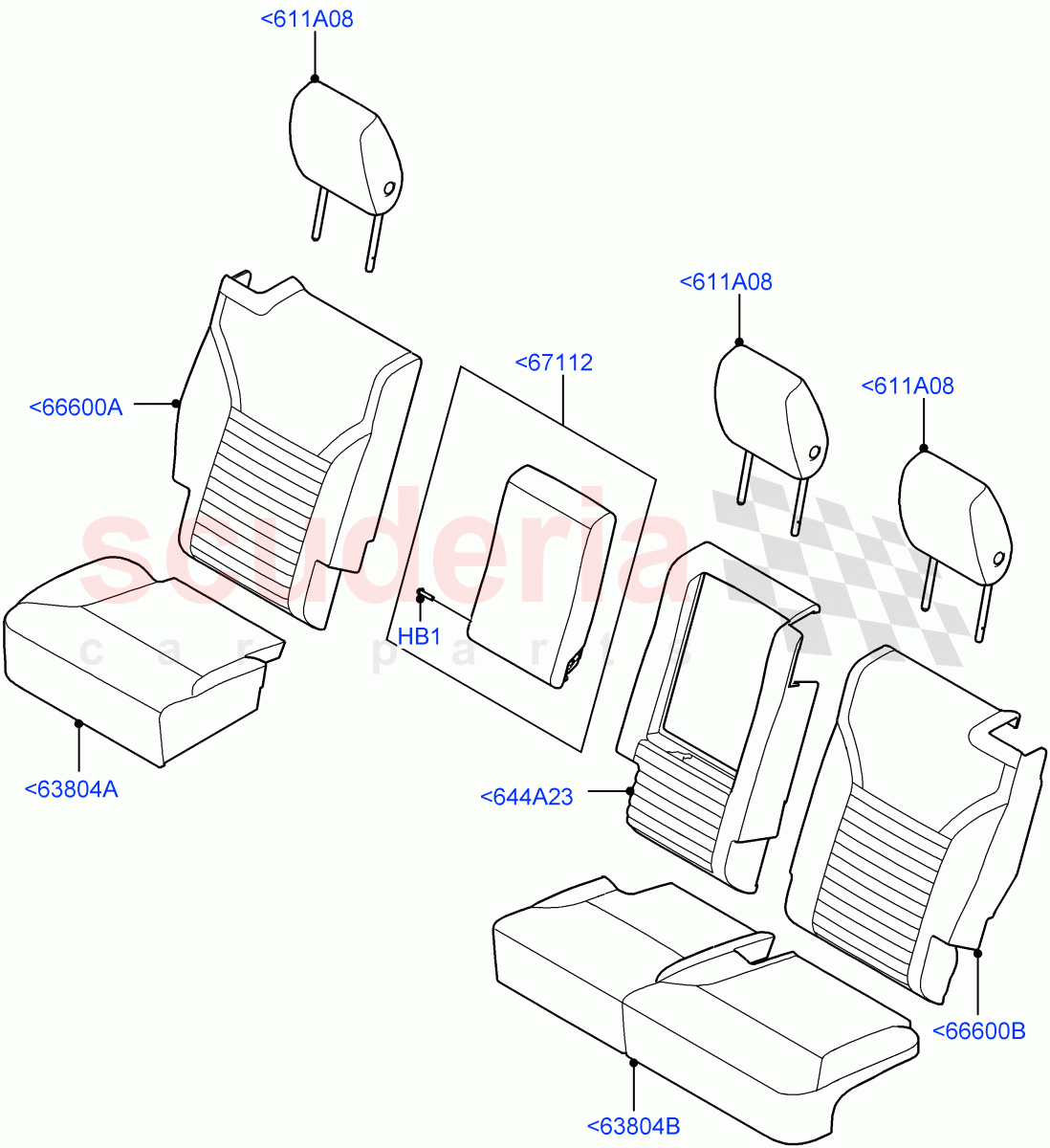 Rear Seat Covers(Solihull Plant Build)(Windsor Leather Perforated,Version - Core,60/40 Load Through With Slide)((V)FROMHA000001) of Land Rover Land Rover Discovery 5 (2017+) [2.0 Turbo Petrol AJ200P]