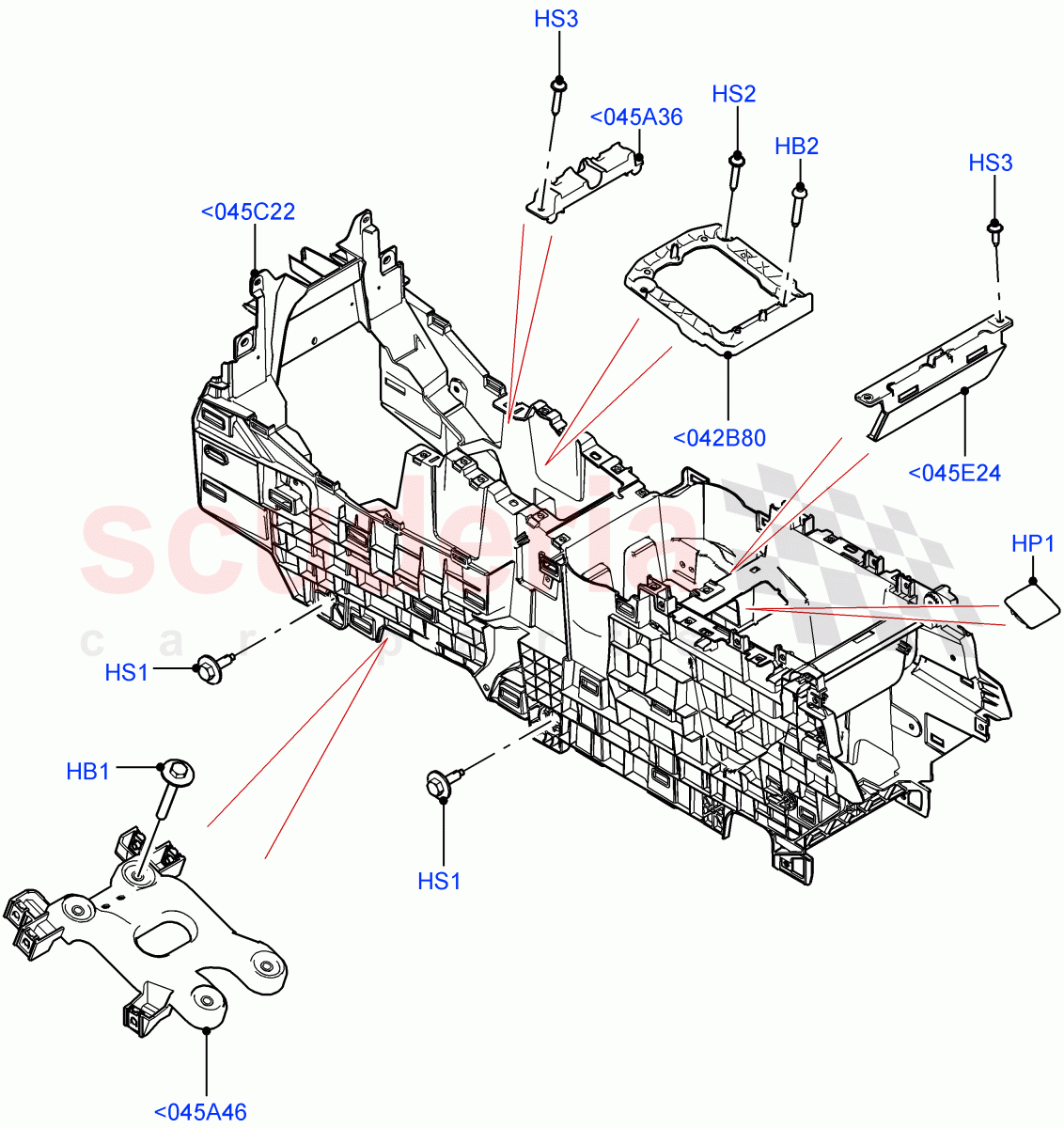 Console - Floor (Internal Components) (Halewood (UK)) of Land Rover Land Rover Range Rover Evoque (2019+) [2.0 Turbo Diesel]