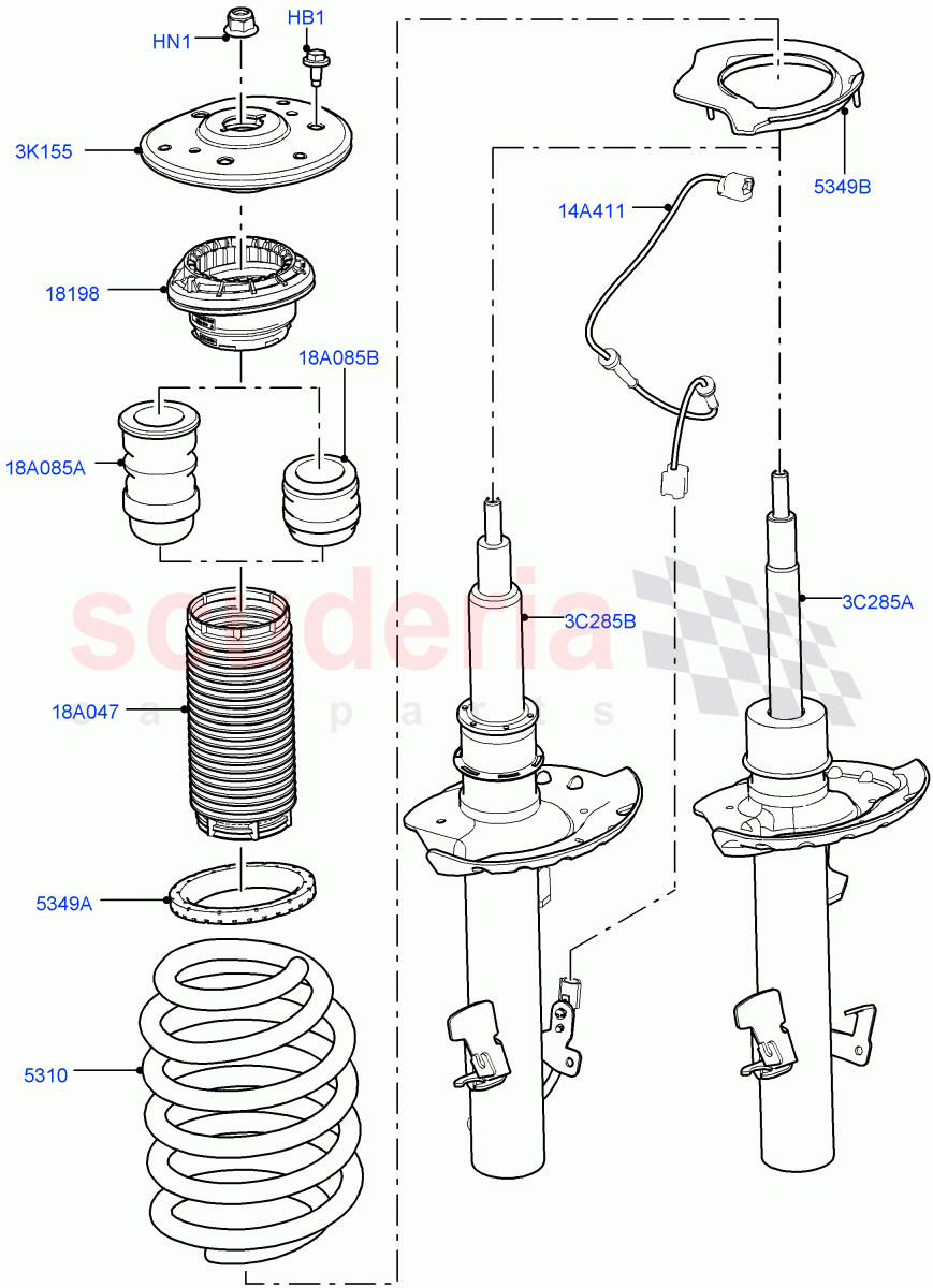 Front Suspension Struts And Springs(Halewood (UK))((V)TOKH999999) of Land Rover Land Rover Discovery Sport (2015+) [2.0 Turbo Diesel AJ21D4]