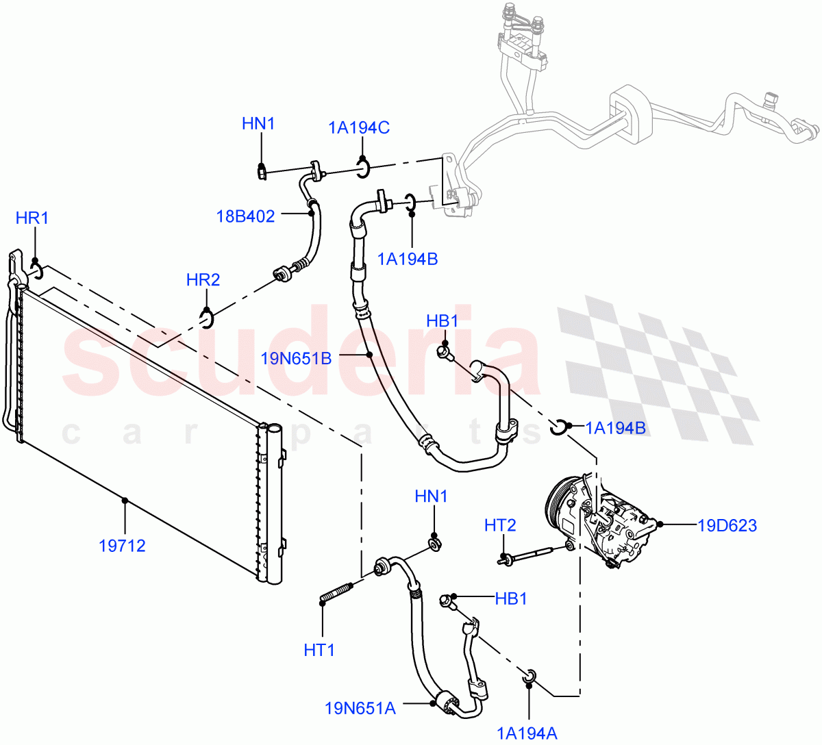 Air Conditioning Condensr/Compressr(Halewood (UK),Less Electric Engine Battery,Electric Engine Battery-MHEV)((V)FROMMH000001) of Land Rover Land Rover Range Rover Evoque (2019+) [2.0 Turbo Diesel AJ21D4]