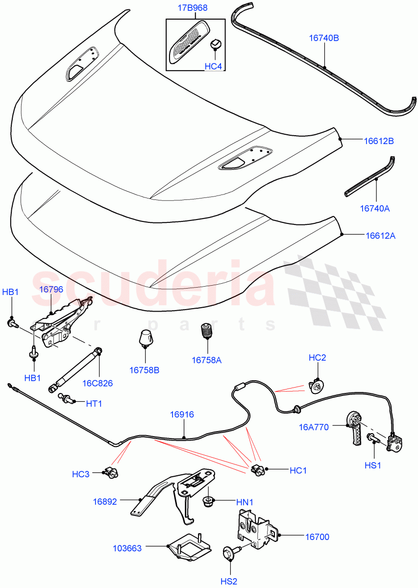 Hood And Related Parts (Itatiaia (Brazil)) ((V) FROMGT000001) of Land Rover Land Rover Range Rover Evoque (2012-2018) [2.0 Turbo Petrol GTDI]