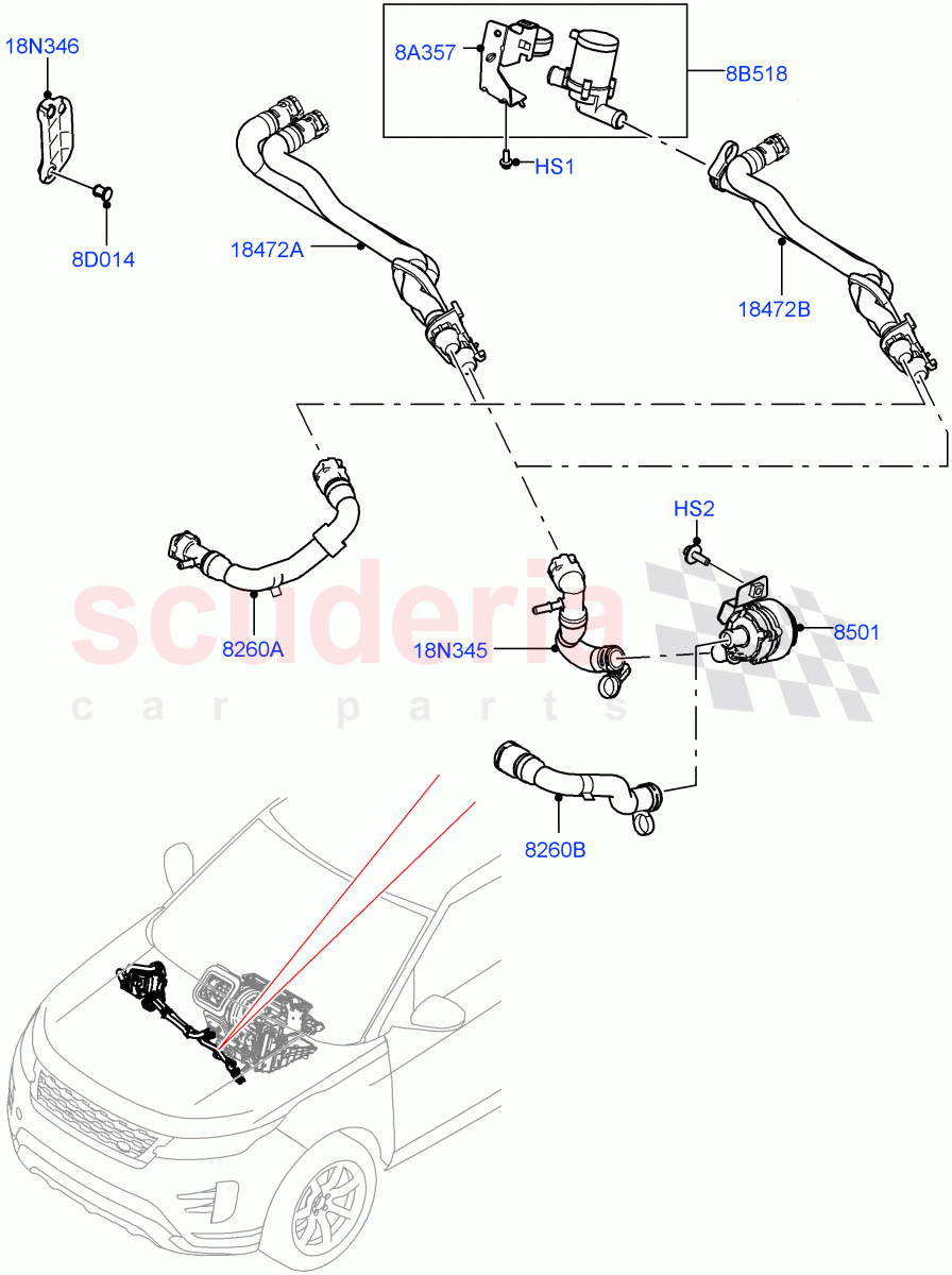 Heater Hoses (2.0L AJ21D4 Diesel Mid, Halewood (UK)) ((V) FROMMH000001) of Land Rover Land Rover Range Rover Evoque (2019+) [2.0 Turbo Diesel AJ21D4]