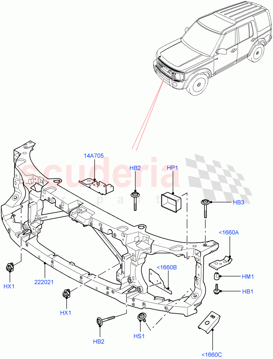 Front Panels, Aprons & Side Members (Front End Carrier) ((V) FROMAA000001) of Land Rover Land Rover Discovery 4 (2010-2016) [3.0 DOHC GDI SC V6 Petrol]