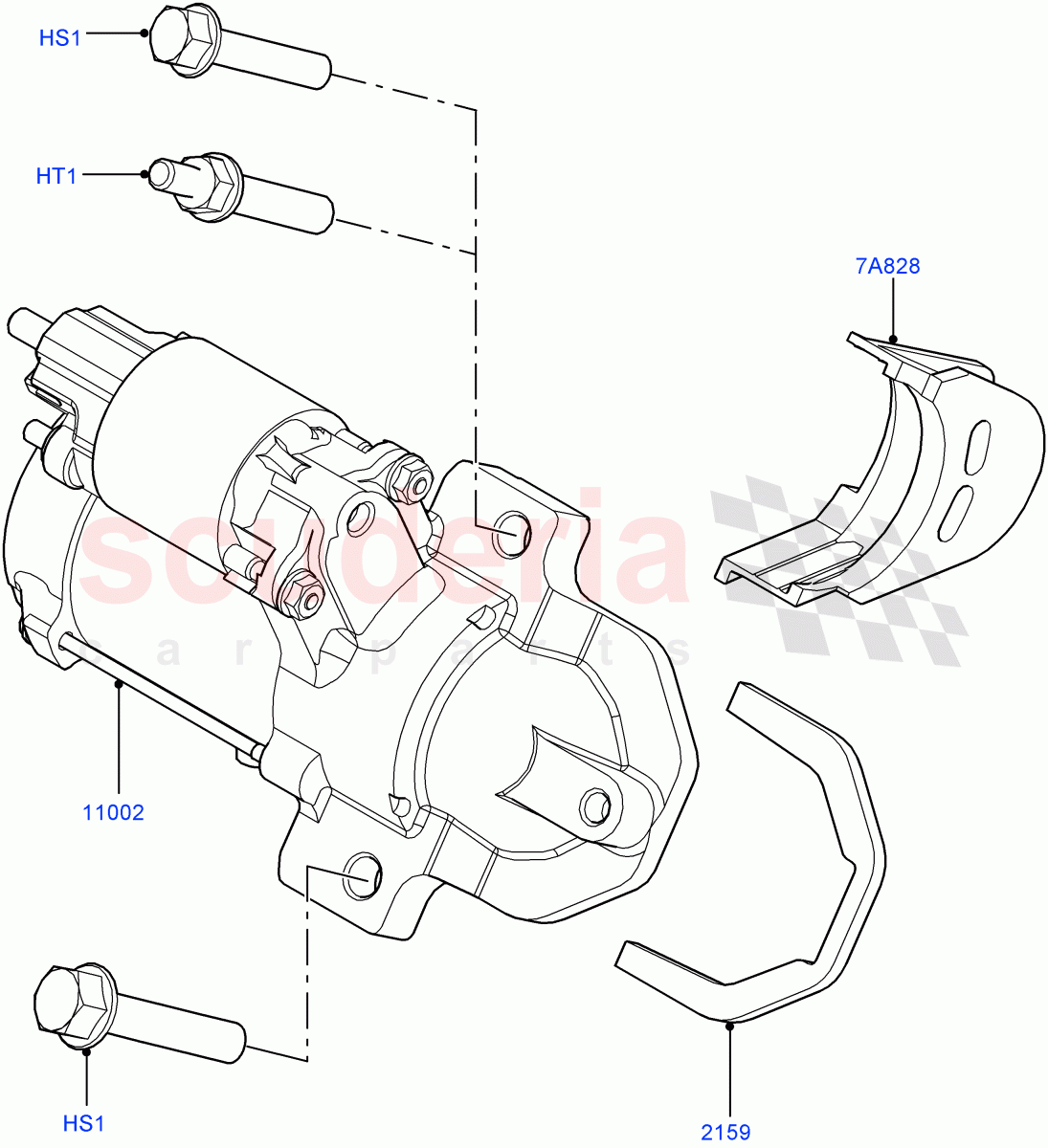 Starter Motor (2.0L 16V TIVCT T/C 240PS Petrol, Itatiaia (Brazil)) ((V) FROMGT000001) of Land Rover Land Rover Discovery Sport (2015+) [2.0 Turbo Petrol GTDI]