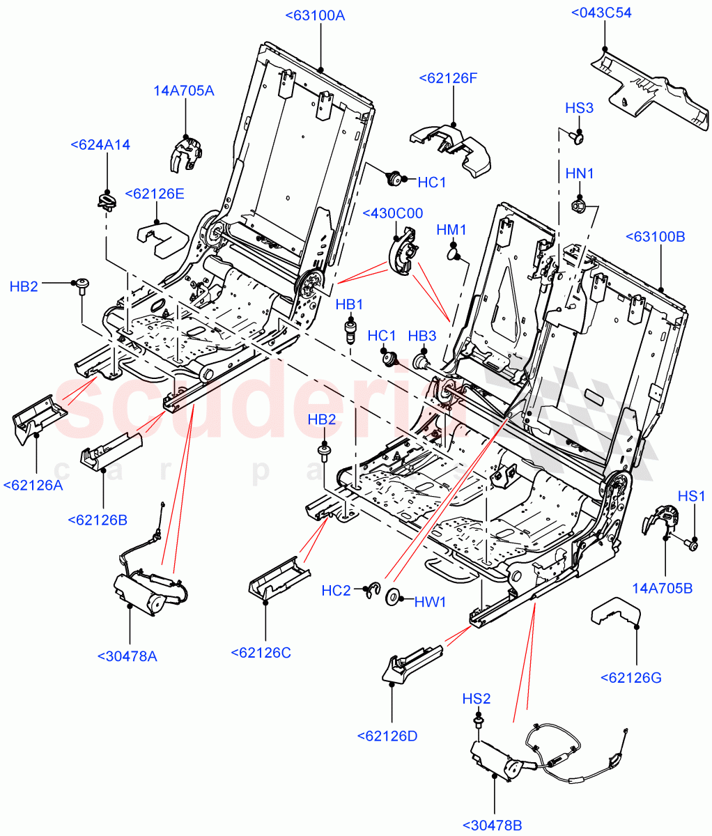 Rear Seat Base(Halewood (UK),With 60/40 Manual Fold Thru Rr Seat)((V)FROMLH000001) of Land Rover Land Rover Discovery Sport (2015+) [1.5 I3 Turbo Petrol AJ20P3]