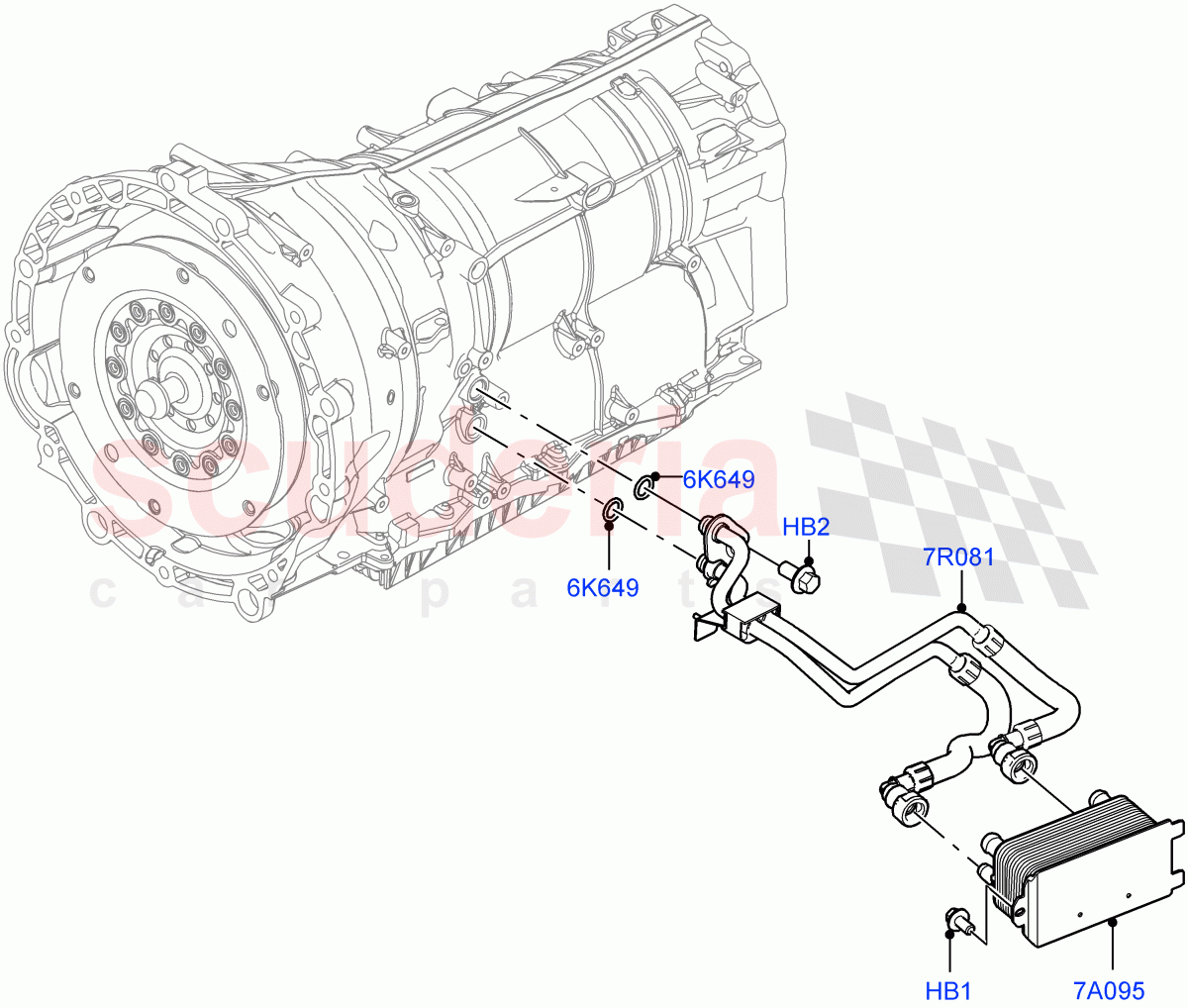 Transmission Cooling Systems (3.0L AJ20P6 Petrol High, 8 Speed Auto Trans ZF 8HP76, 3.0L AJ20D6 Diesel High) ((V) FROMKA000001) of Land Rover Land Rover Range Rover Sport (2014+) [3.0 I6 Turbo Diesel AJ20D6]