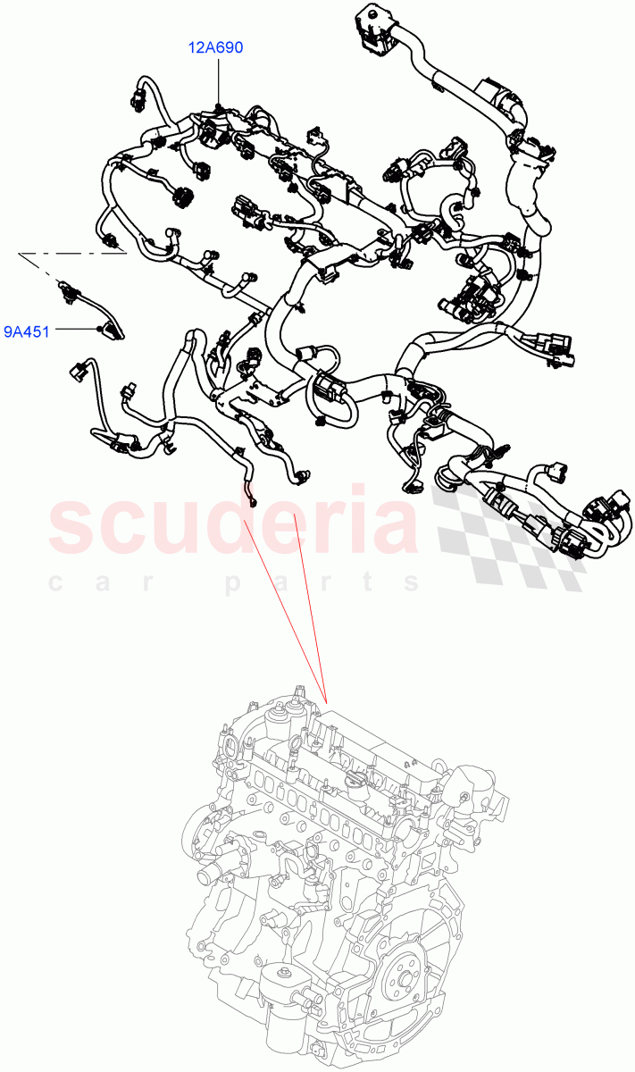 Electrical Wiring - Engine And Dash (Engine) (2.0L I4 DSL HIGH DOHC AJ200, Itatiaia (Brazil), 2.0L I4 DSL MID DOHC AJ200) ((V) FROMJT000001) of Land Rover Land Rover Range Rover Evoque (2012-2018) [2.0 Turbo Petrol GTDI]