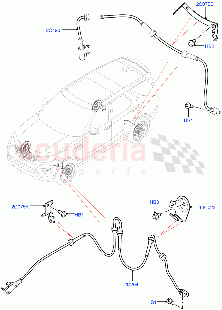 ABS Sensors (Nitra Plant Build, ABS/Speed Sensor) ((V) FROMM2000001) of Land Rover Land Rover Discovery 5 (2017+) [3.0 I6 Turbo Diesel AJ20D6]