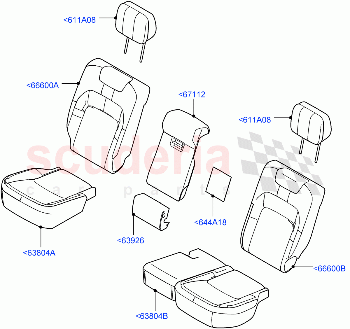 Rear Seat Covers(Taurus Leather,With 60/40 Manual Fold Thru Rr Seat)((V)FROMJA000001) of Land Rover Land Rover Range Rover (2012-2021) [2.0 Turbo Petrol AJ200P]