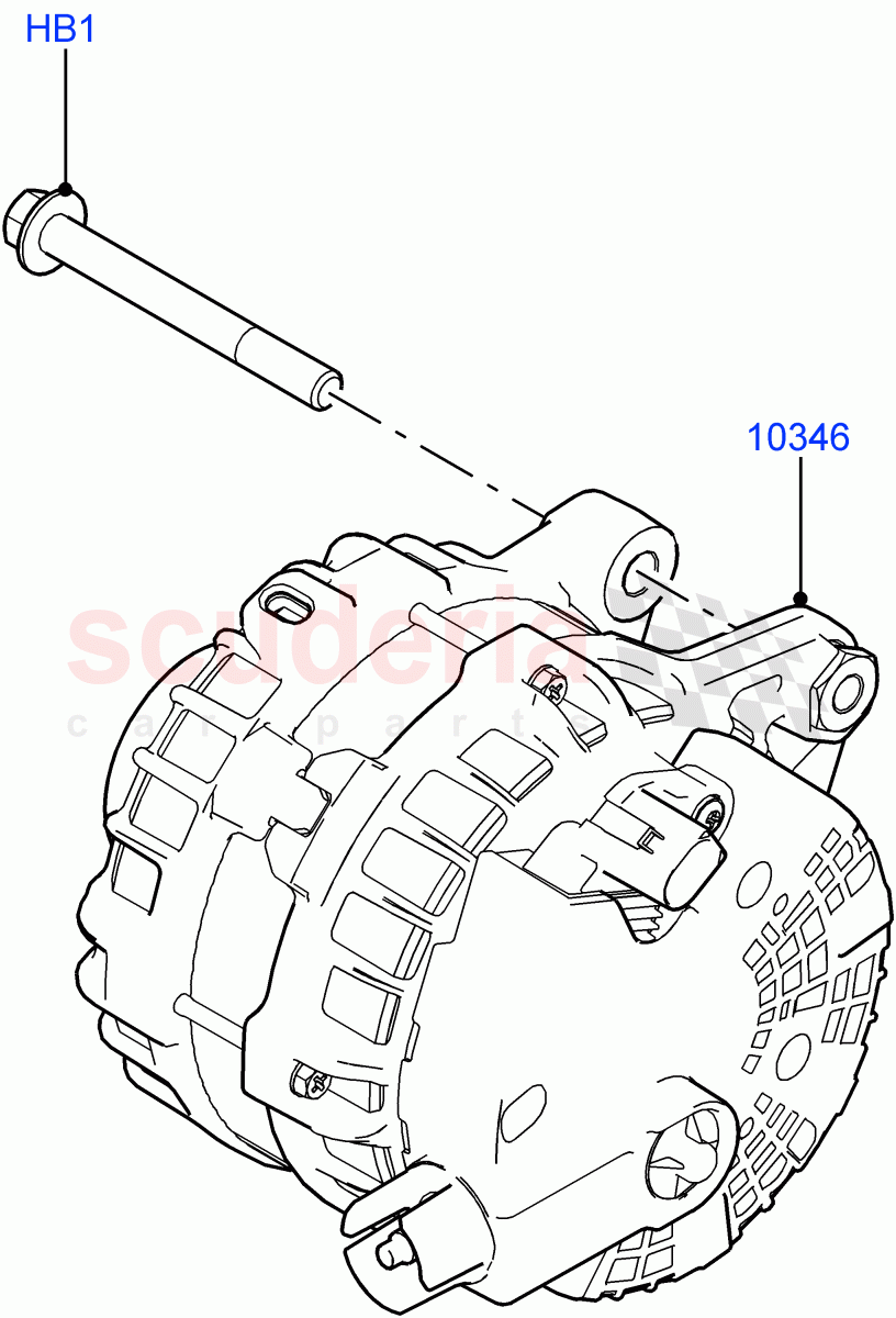 Alternator And Mountings (3.0L AJ20D6 Diesel High, Less Electric Engine Battery) of Land Rover Land Rover Range Rover (2022+) [3.0 I6 Turbo Diesel AJ20D6]