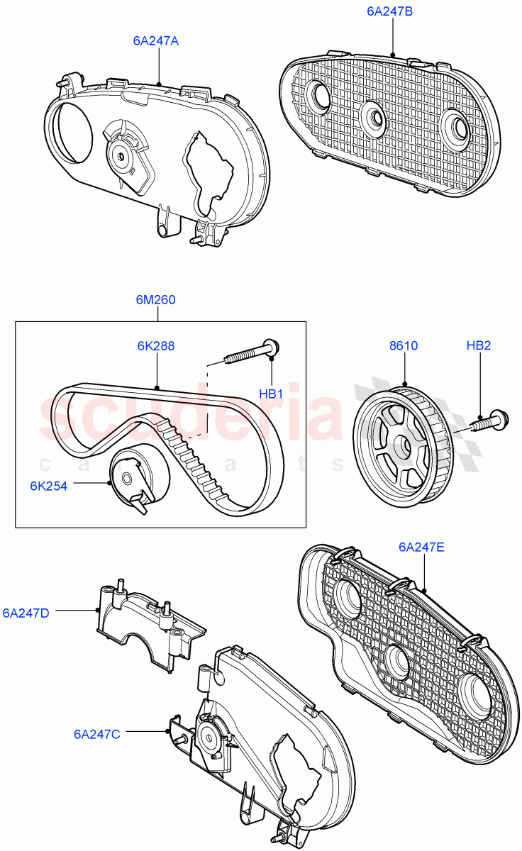 Pulleys And Drive Belts(Rear)(Lion Diesel 2.7 V6 (140KW))((V)TO9A999999) of Land Rover Land Rover Range Rover Sport (2005-2009) [2.7 Diesel V6]