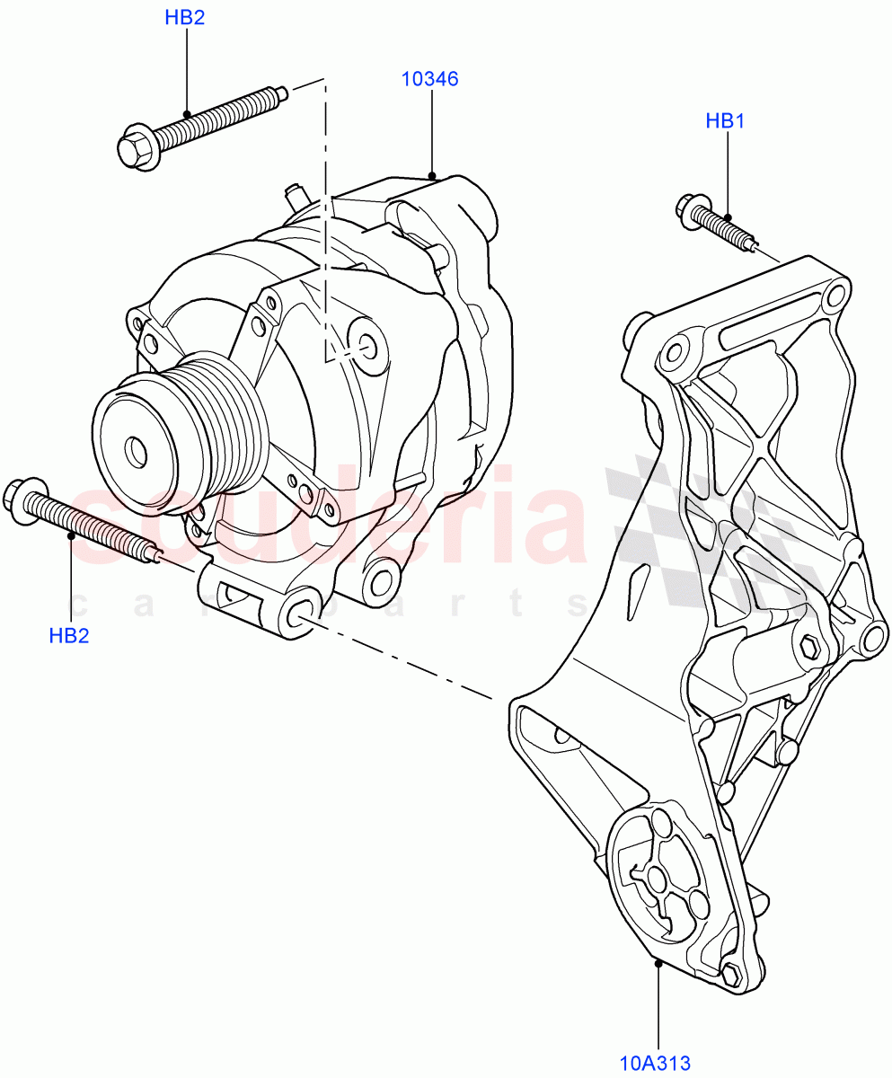 Alternator And Mountings(Lion Diesel 2.7 V6 (140KW))((V)TO9A999999) of Land Rover Land Rover Range Rover Sport (2005-2009) [2.7 Diesel V6]