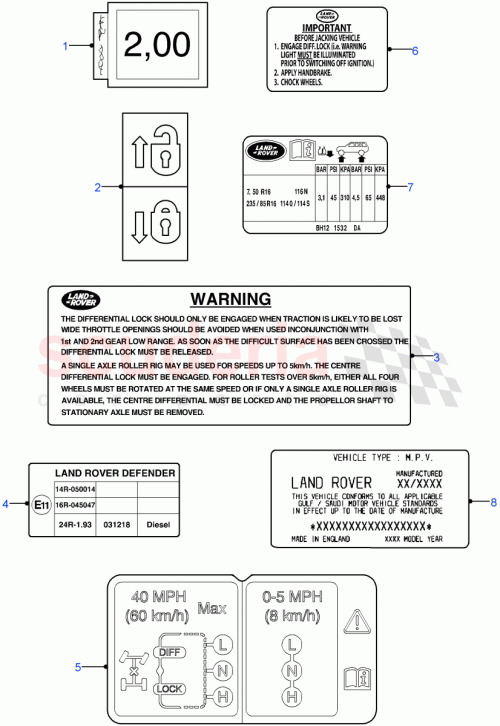 Part Diagram for Land Rover BAC001110
